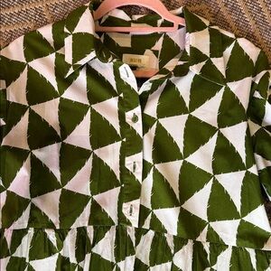 Maeve Green and White Geometric Maxi Dress